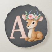 Grappige Schattigee Waterverf Letter A Animal Nurs Rond Kussen (Achterkant)