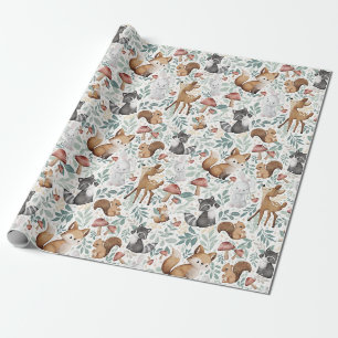 Grappige Schattigee Waterverf Woodland Animal Frie Cadeaupapier