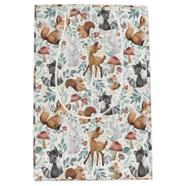 Grappige Schattigee Waterverf Woodland Animal Frie Medium Cadeauzakje