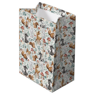 Grappige Schattigee Waterverf Woodland Animal Frie Medium Cadeauzakje
