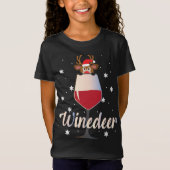 Grappige Schattigee Wijnherder Rendier Wijndrinker T-shirt (Voorkant)