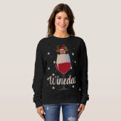 Grappige Schattigee Wijnherder Rendier Wijndrinker Trui (Voorkant volledig)