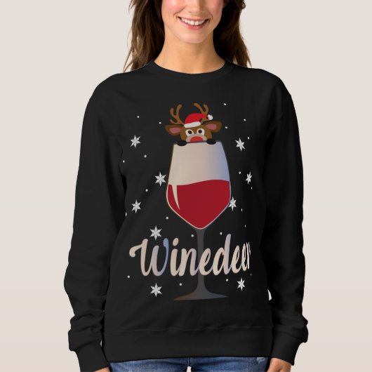 Grappige Schattigee Wijnherder Rendier Wijndrinker Trui (Voorkant)