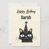 Grappige Schattigee zwarte kat Happy Birthday Kaar Kaart (Voorkant)