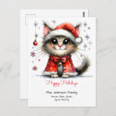 Grappige Schattigeste Prettige feestdagen kat in e Briefkaart (Voorkant / Achterkant)