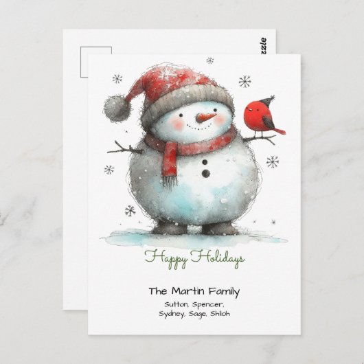 Grappige Schattigeste Prettige feestdagen sneeuwma Briefkaart (Voorkant / Achterkant)