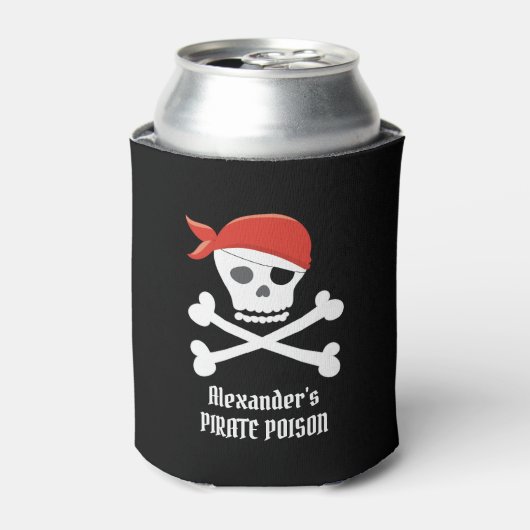 Grappige schedel Crossbones Pirate Poison Custom Blikjeskoeler (Blikje Voorkant)