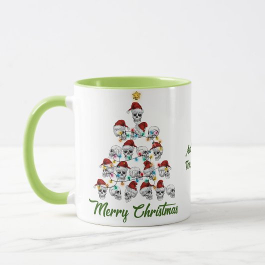 Grappige Schedel Griezelige Sfeer Kerstboom Mok (Links)