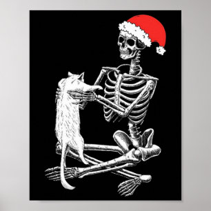 Grappige schedel kat Kerstmis Poster