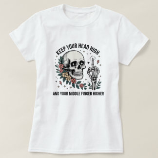 Grappige Schedel Middelvinger T-shirt | Sarcasme B