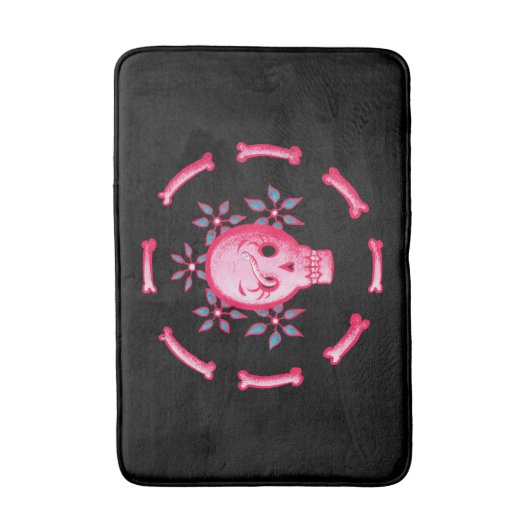 Grappige schedel roze Halloween Whimsigoth Badmat (Voorkant Verticaal)
