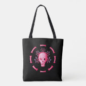 Grappige schedel roze Halloween Whimsigoth Tote Bag (Achterkant)