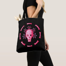 Grappige schedel roze Halloween Whimsigoth Tote Bag