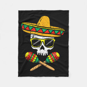 Grappige schedel sombrero maracas cinco de mayo fleece deken