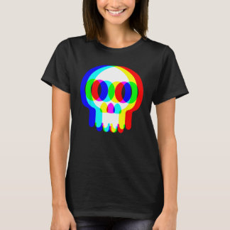 Grappige schedel Trippy Vaporwave Halloween Techno T-shirt