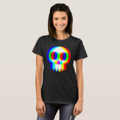 Grappige schedel Trippy Vaporwave Halloween Techno T-shirt (Voorkant volledig)