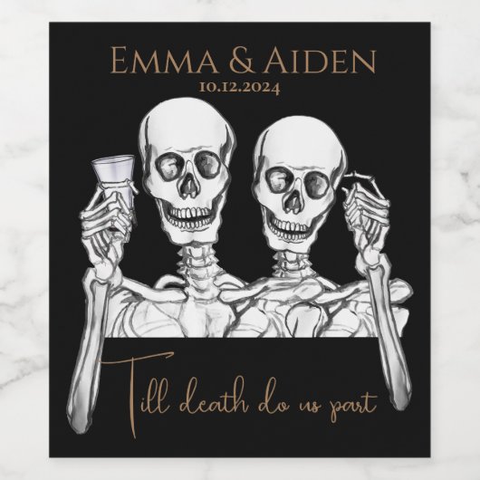 Grappige schedel wijn label etiket (Enkel label)