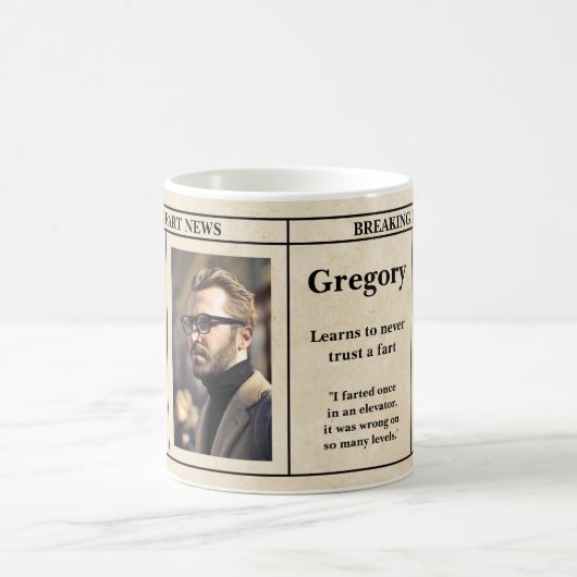 Grappige scheet papa grap retro krant foto koffiemok (Center)