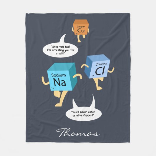 Grappige scheikunde periodiek systeem elementen fleece deken (Voorkant)