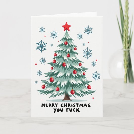 Grappige Scheldende Kerstboom Kaart (Voorkant)