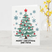 Grappige Scheldende Kerstboom Kaart (Gele Bloem)