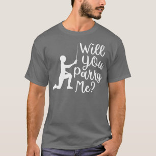 Grappige schermer die bruidegom bruid rapier sabel t-shirt