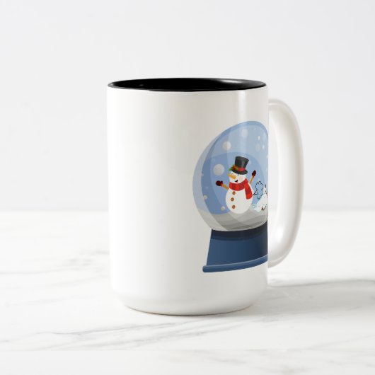 Grappige scheten sneeuwbol tweekleurige koffiemok (Voorkant rechts)