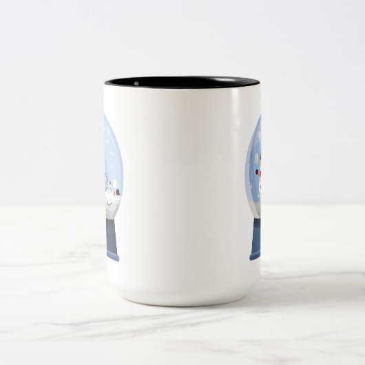 Grappige scheten sneeuwbol tweekleurige koffiemok (Center)