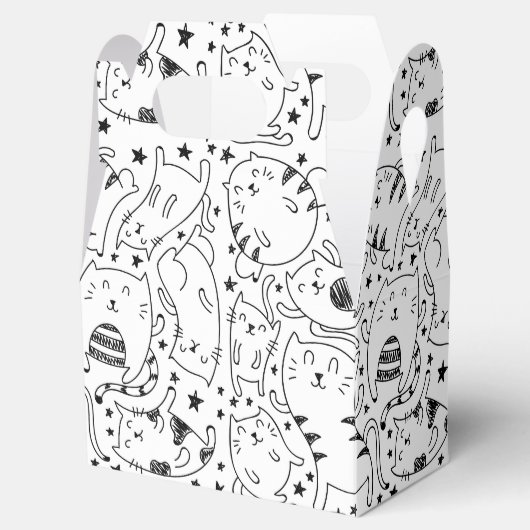 Grappige schetsmatige dansende katten illustratie  bedankdoosjes (Geopend)