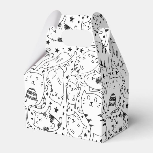 Grappige schetsmatige dansende katten illustratie  bedankdoosjes (Voorkant Zijde)