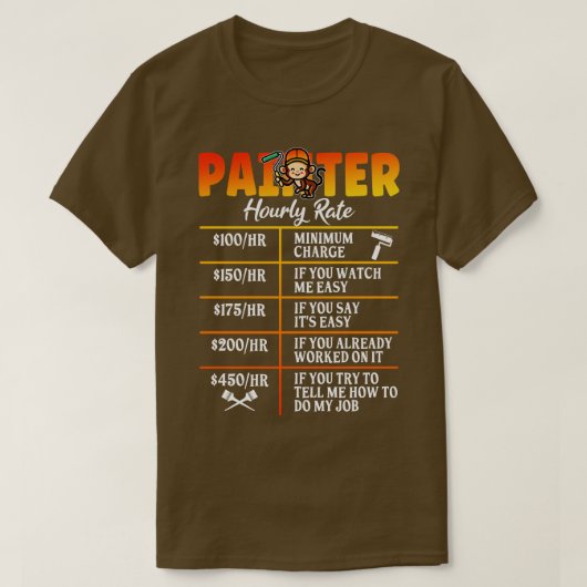 Grappige schilder per uur Beoordeel kunstenaars Sc T-shirt (Design voorkant)