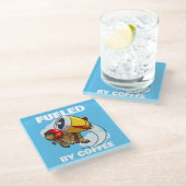 Grappige schildpad aangewakkerd door Coffee Jet Pa Glazen Onderzetter (Schuin)