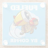 Grappige schildpad aangewakkerd door Coffee Jet Pa Glazen Onderzetter (Achterkant)