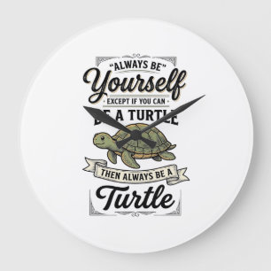 Grappige Schildpad Citaat Vintage Gravure Ontwerp Grote Klok