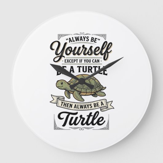 Grappige Schildpad Citaat Vintage Gravure Ontwerp  Grote Klok (Voorkant)
