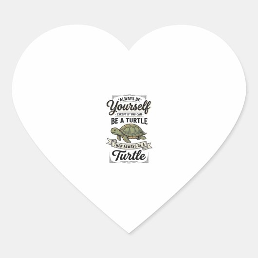 Grappige Schildpad Citaat Vintage Gravure Ontwerp Hart Sticker (Voorkant)