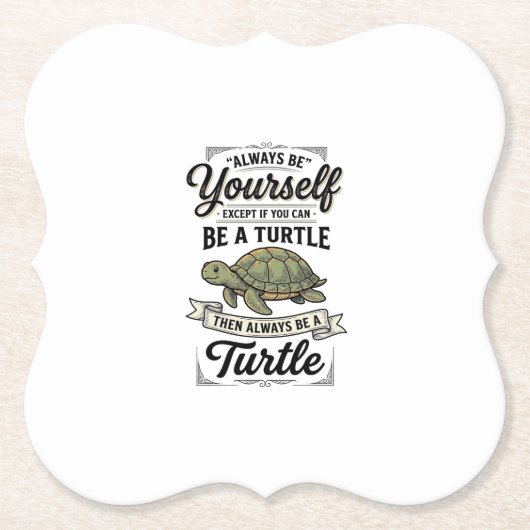 Grappige Schildpad Citaat Vintage Gravure Ontwerp  Kartonnen Onderzetters (Voorkant)