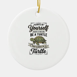 Grappige Schildpad Citaat Vintage Gravure Ontwerp Keramisch Ornament