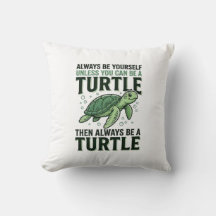Grappige Schildpad Citaat Vintage Gravure Ontwerp_ Kussen