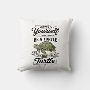 Grappige Schildpad Citaat Vintage Gravure Ontwerp Kussen