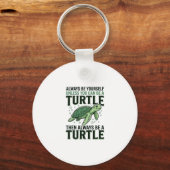 Grappige Schildpad Citaat Vintage Gravure Ontwerp_ Sleutelhanger (Voorkant)