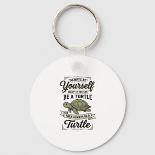 Grappige Schildpad Citaat Vintage Gravure Ontwerp Sleutelhanger