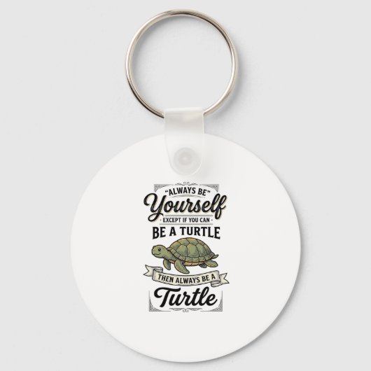 Grappige Schildpad Citaat Vintage Gravure Ontwerp  Sleutelhanger (Voorkant)