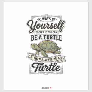 Grappige Schildpad Citaat Vintage Gravure Ontwerp  Sticker