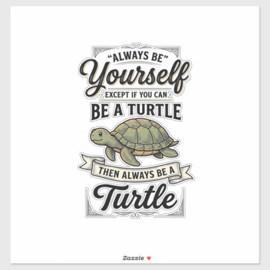 Grappige Schildpad Citaat Vintage Gravure Ontwerp Sticker (Vel)