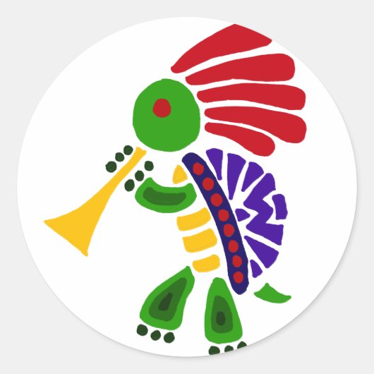 Grappige schildpad dansen kokopelli stijl ronde sticker (Voorkant)