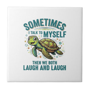 Grappige Schildpad Die Met Zichzelf Praat Vintage Tegeltje