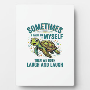 Grappige Schildpad Die Tegen Zichzelf Praat Vintag Fotoplaat
