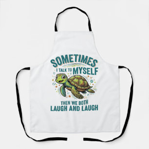 Grappige Schildpad Die Tegen Zichzelf Praat Vintag Schort