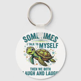 Grappige Schildpad Die Tegen Zichzelf Praat Vintag Sleutelhanger